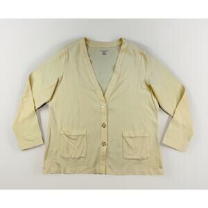 Appleseed’s‎ Petites Button Front Cardigan Sweater PLarge Butter Yellow NWT